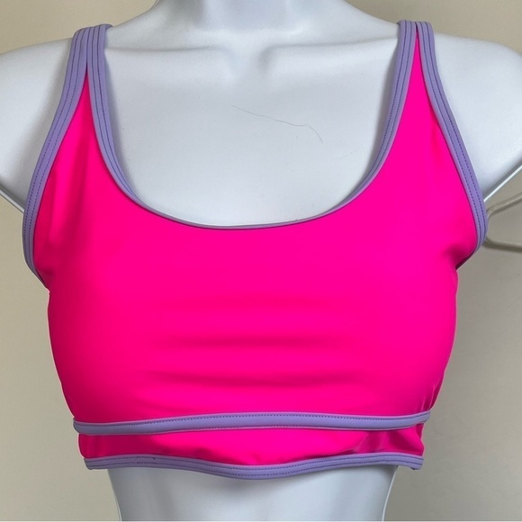 BMJL Neon Pink & Lavender Bikini Top With Adjustable Straps Size Med (Top Only) - Picture 1 of 5